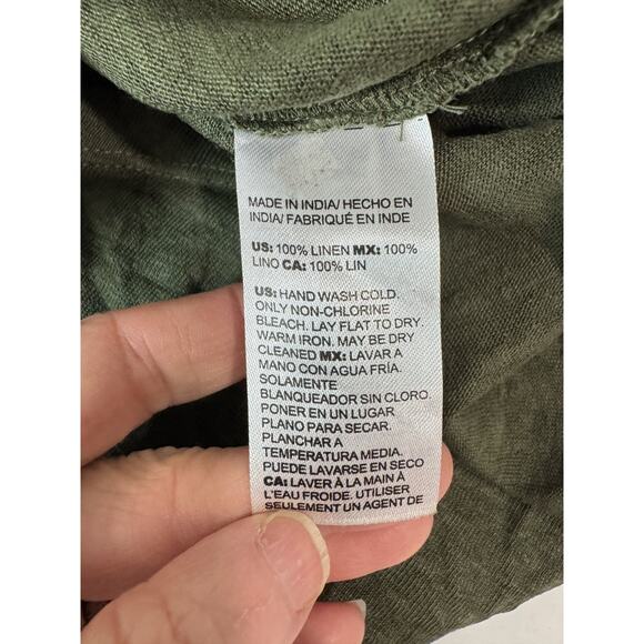 Chico's Linen Sleeveless Shirt Boho Goblincore Casual Green Shirt Size 3 (XL) - Picture 7 of 7